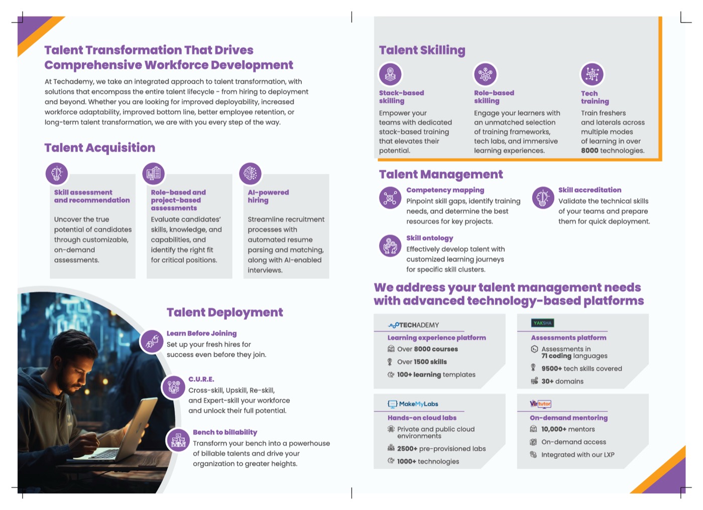 Techademy capabilities brochure inside spread